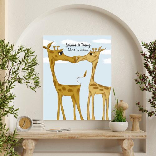 Adorable Giraffe Lovers  Canvas Print