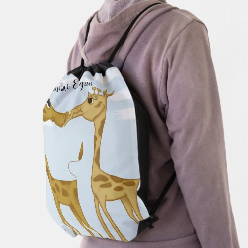 Adorable Giraffe Lovers Drawstring Bag