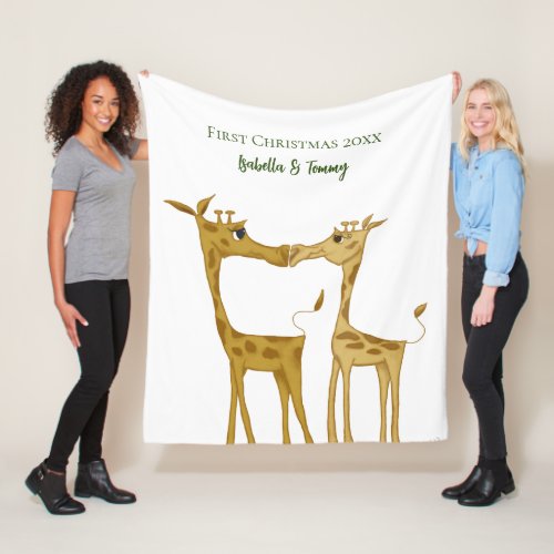 Adorable Giraffe Lovers  Fleece Blanket