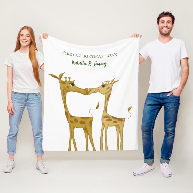 Adorable Giraffe Lovers  Fleece Blanket (In Situ)