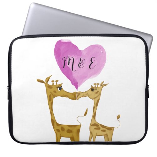 Adorable Giraffe Lovers  Laptop Sleeve