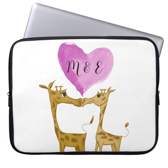 Adorable Giraffe Lovers  Laptop Sleeve (Front)