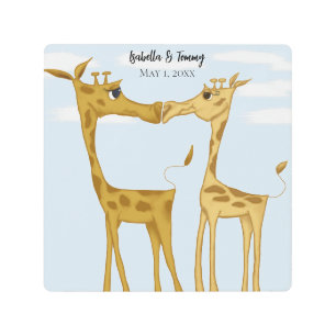 Adorable Giraffe Lovers Metal Print