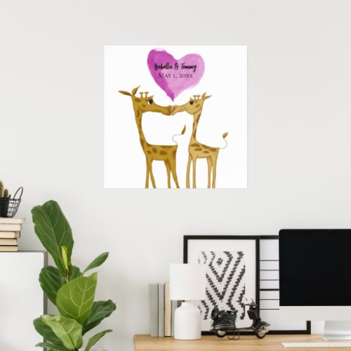 Adorable Giraffe Lovers Poster