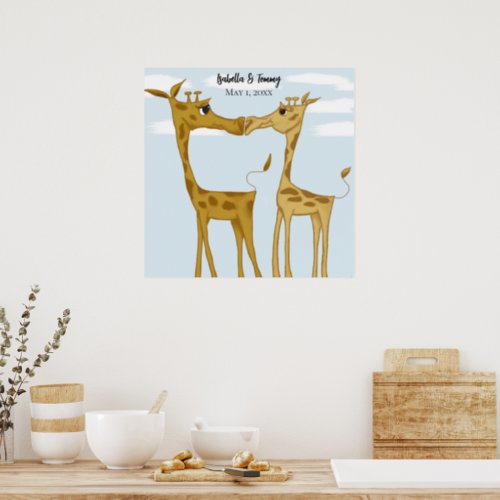 Adorable Giraffe Lovers  Poster
