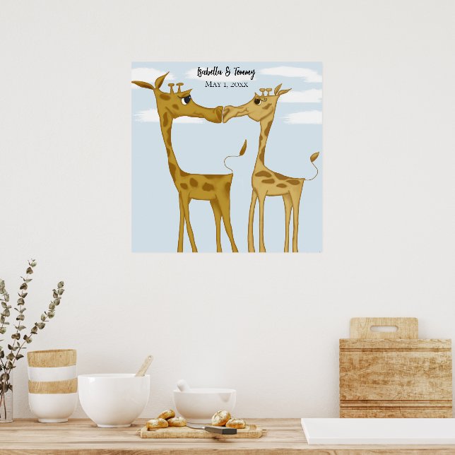Adorable Giraffe Lovers  Poster (Kitchen)