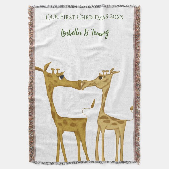 Adorable Giraffe Lovers  Throw Blanket (Front Vertical)