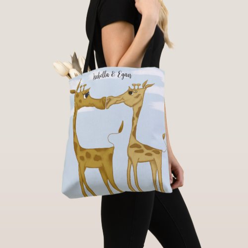 Adorable Giraffe Lovers  Tote Bag