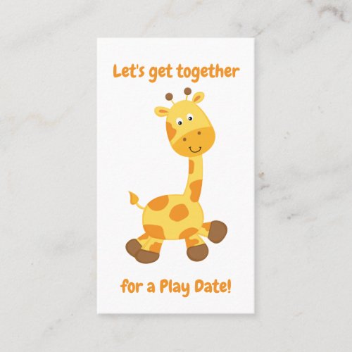 Adorable Giraffe Playdate Calling Card