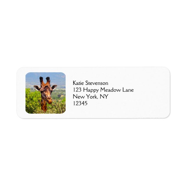 Adorable Giraffe Poking His Head Above The Trees Label (Front)