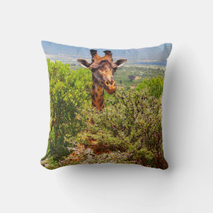 Adorable Giraffe Poking His Head Above The Trees Throw Pillow