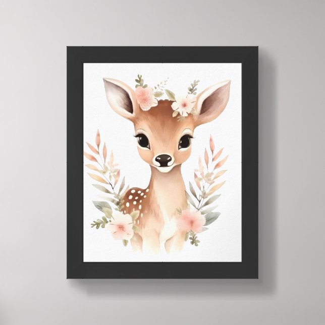 Adorable Giraffe Print for Nursery-Woodland Print (Framed Front)