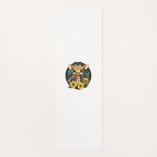 Adorable Giraffe Surrounded By Colorful Blooms Yoga Mat