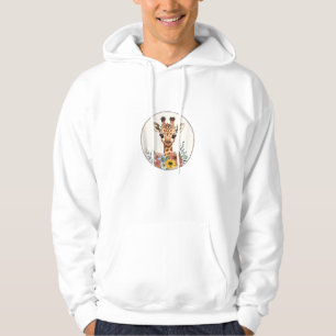 Adorable Giraffe With Flowers Hoodie