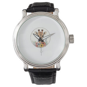 Adorable Giraffe With Flowers   Watch