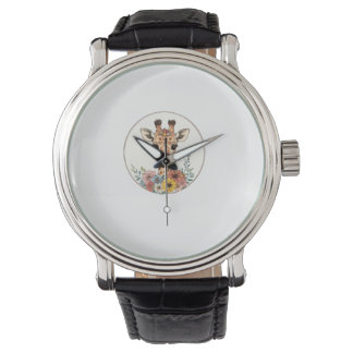 Adorable Giraffe With Flowers Watch