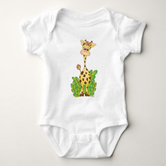 Adorable Giraffe with Leaves T-shirt Baby Bodysuit