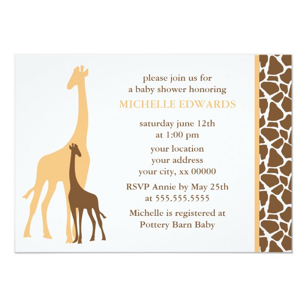 Adorable Giraffes Baby Shower Invitation