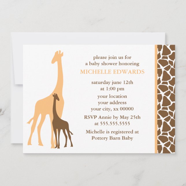 Adorable Giraffes Baby Shower Invitation (Front)