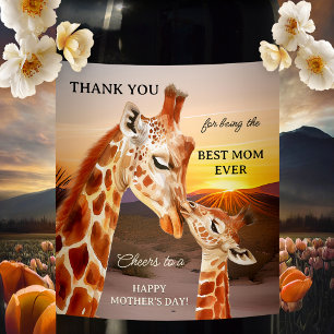 Adorable Giraffes Mother's Day Wine Label
