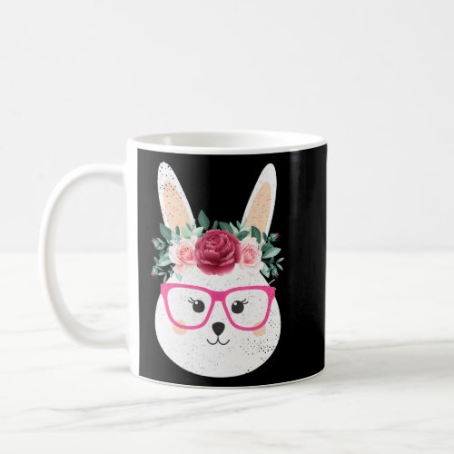 Adorable Girl Easter Bunny  Glasses And Flowers  Coffee Mug