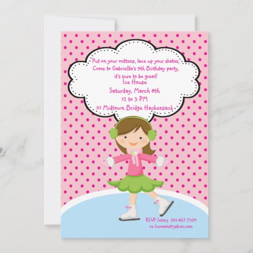 Adorable Girl Ice Skating Birthday Invitation
