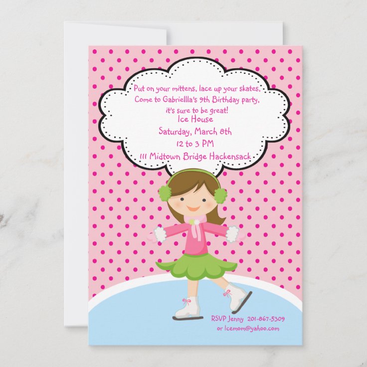 Adorable Girl Ice Skating Birthday Invitation Zazzle