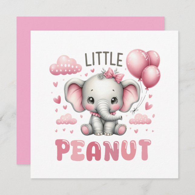 Adorable Girl Little Peanut  Invitation (Front/Back)