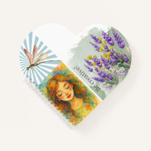 Adorable girl watercolor botanical Collage style Notebook