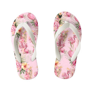 Adorable Girls And Flamingos Kid's Flip Flops