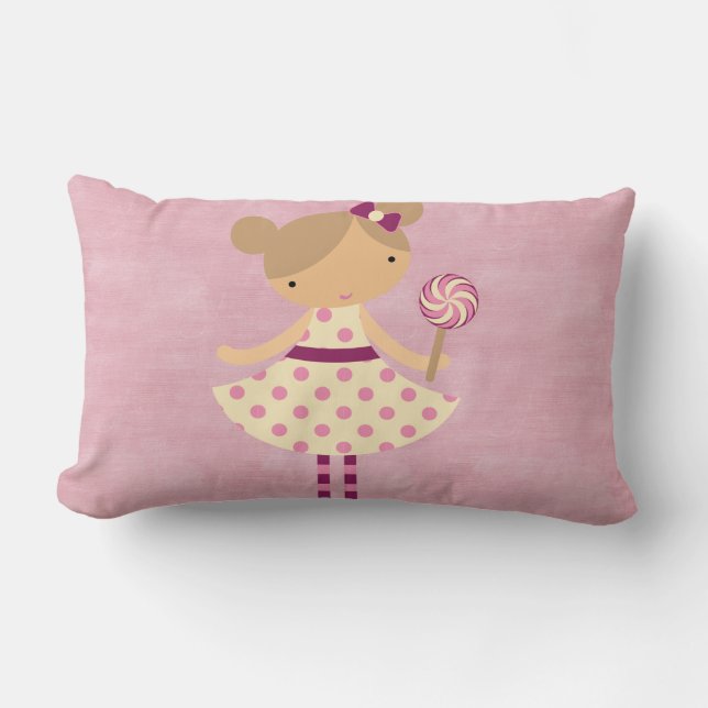 Adorable Girly Country Doll Lumbar Pillow (Front)