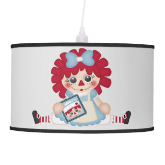 Adorable Girly Country Raggedy Rag Doll Hanging Lamp