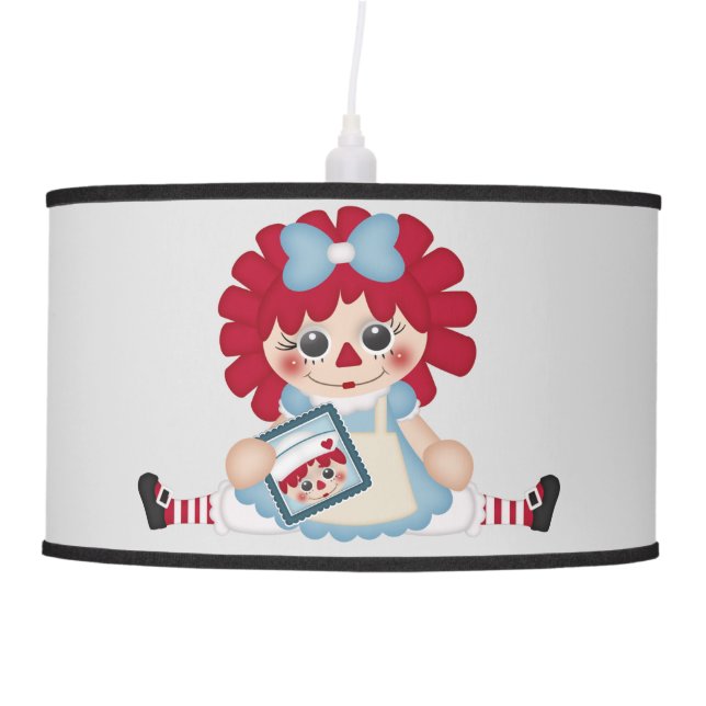 Adorable Girly Country Raggedy Rag Doll Hanging Lamp (Front)