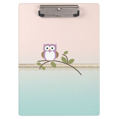 Adorable Girly Cute Owl Clipboard