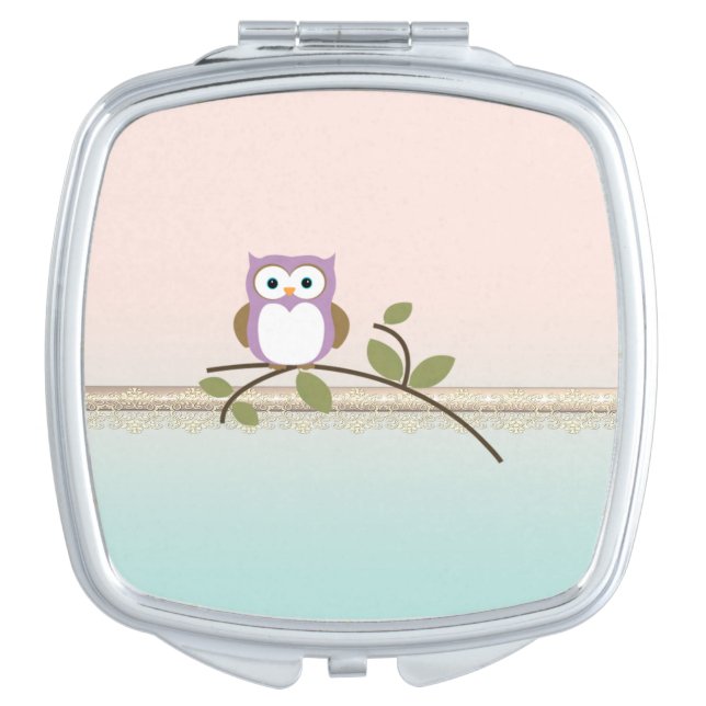 Adorable Girly Cute Owl Mirror For Makeup (Front)