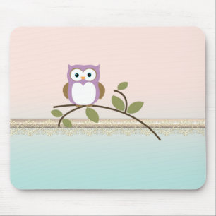 Adorable Girly Cute Owl Mouse Pad