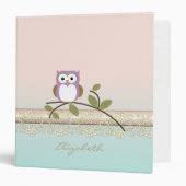 Adorable Girly Cute Owl,Personalized 3 Ring Binder (Front/Inside)
