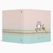 Adorable Girly Cute Owl,Personalized 3 Ring Binder (Background)