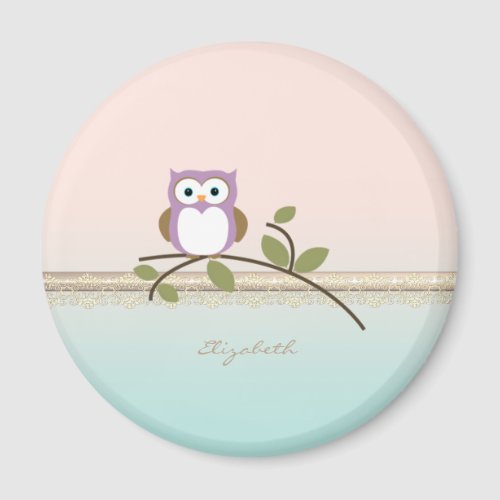 Adorable Girly Cute OwlPersonalized Magnet