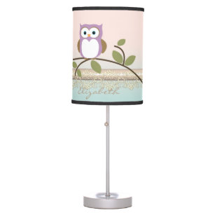 Adorable Girly Cute Owl,Personalized Table Lamp