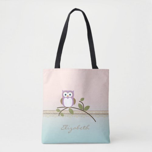 Adorable Girly Cute OwlPersonalized Tote Bag