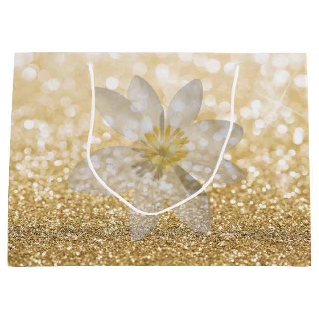 Adorable Girly,Daisy ,Glittery,Bokeh Large Gift Bag (Front)