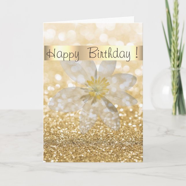 Adorable Girly,Daisy ,Glittery,Bokeh ,Personalized Card (Front)