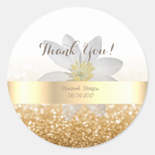 Adorable Girly,Daisy ,Glittery,Bokeh ,Personalized Classic Round Sticker