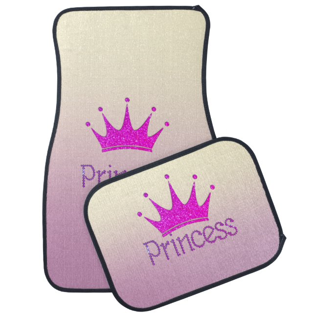 Adorable Girly Glitter Tiara,Crown,Princess Car Floor Mat (Set)