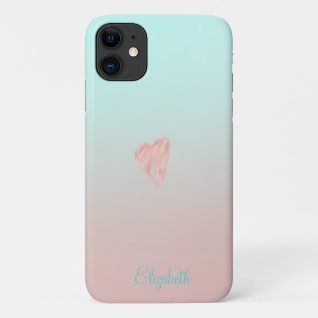 Adorable Girly Ombre Heart Case-Mate iPhone Case (Back)