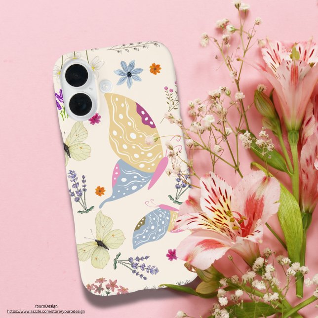 Adorable girly pink pastel botanical and butterfly Case-Mate iPhone case (Creator Uploaded)