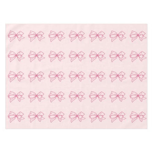 Adorable Girly Pink Ribbon Retro Cute Hair Bow Tablecloth
