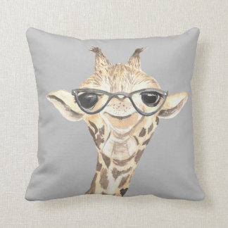 Adorable Girraffe & Hippo Reversible Pillow
