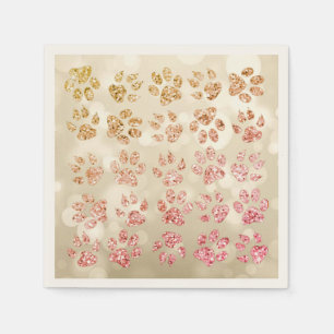 Adorable Glitter Dog Paw Prints,Bokeh Napkins